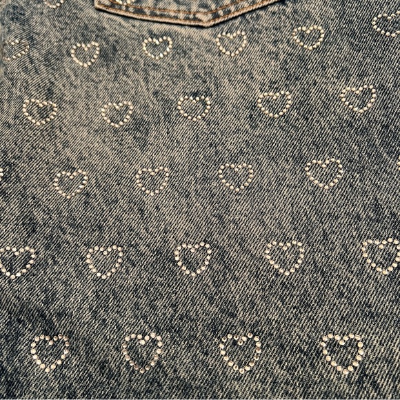 NWT Sandro Cupidon Crystal Heart Embellished Wide-Leg Jeans - Picture 13 of 15